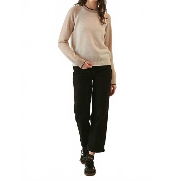 NEW 27 MILES MALIBU proctor cashmere pullover sweater in coconut/oatmeal/espress